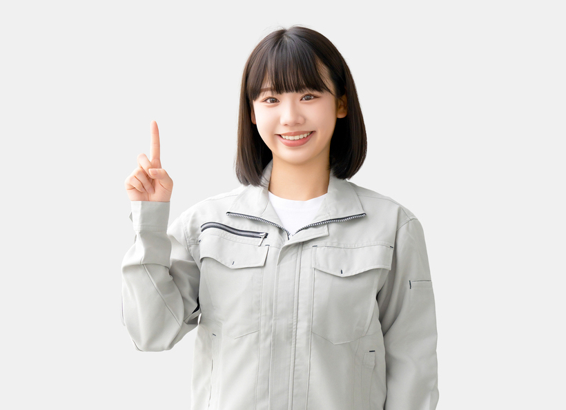 作業着の女性の画像